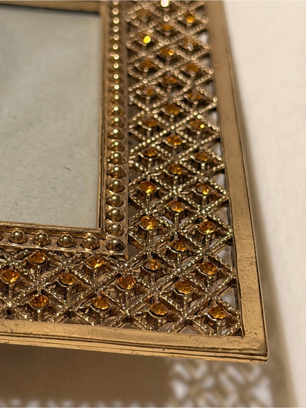 Ornate Gold Jeweled Picture Frame 2.5" x 3.5"